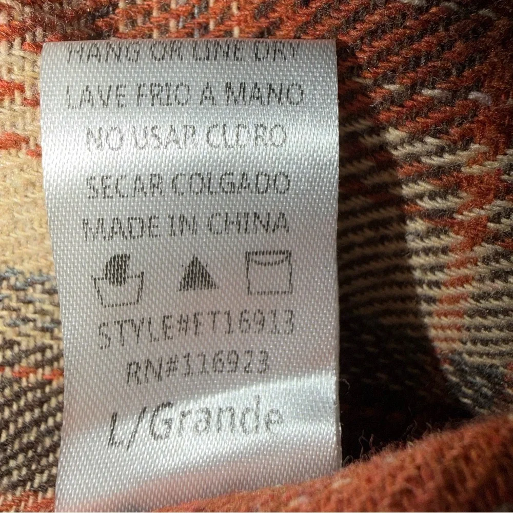 Easel Rust Plaid Button-Up Shacket Size Medium